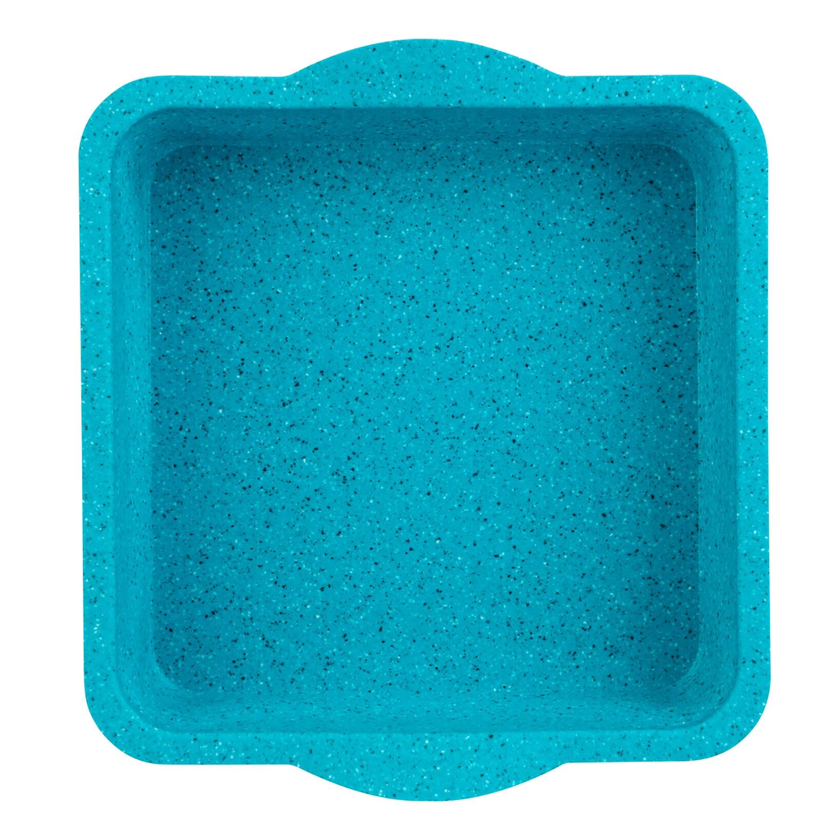 Front. Trudeau - Structure Silicone 8" x 8" Square Cake Pan, Tropical Granite - Blue.