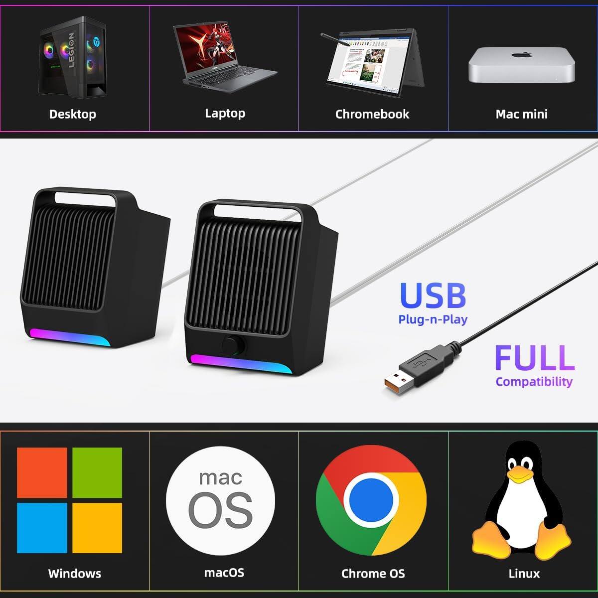 - Desktop
- Laptop
- Chromebook
- Mac mini

USB Plug-n-Play FULL Compatibility

- Windows
- macOS
- Chrome OS
- Linux