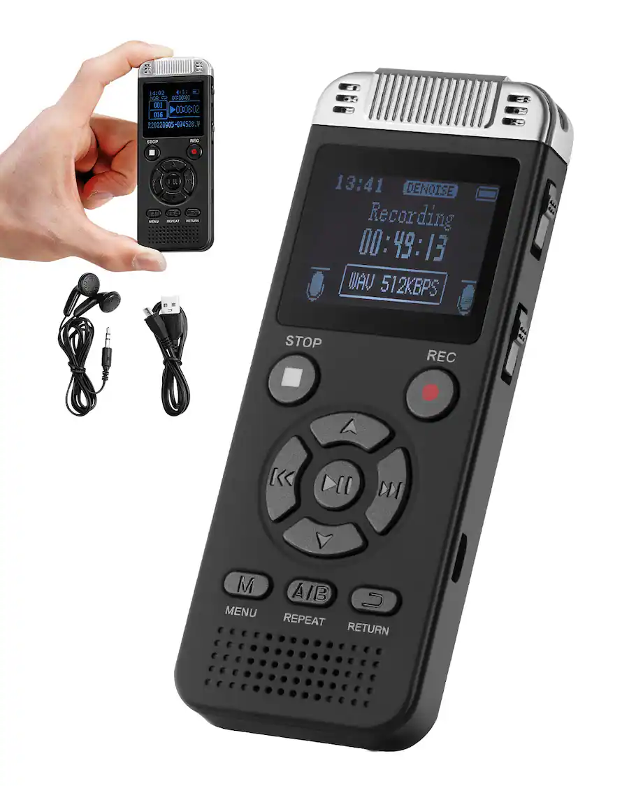 VEVOR Digital Voice Recorder, 128GB, Voice Activated Recorder with ...