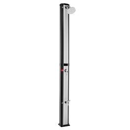 Costway - 7.2 FT 9.3 Gallon Solar Heated Shower w/ Adjustable Head & Foot Tap Spigot - Black/Silver