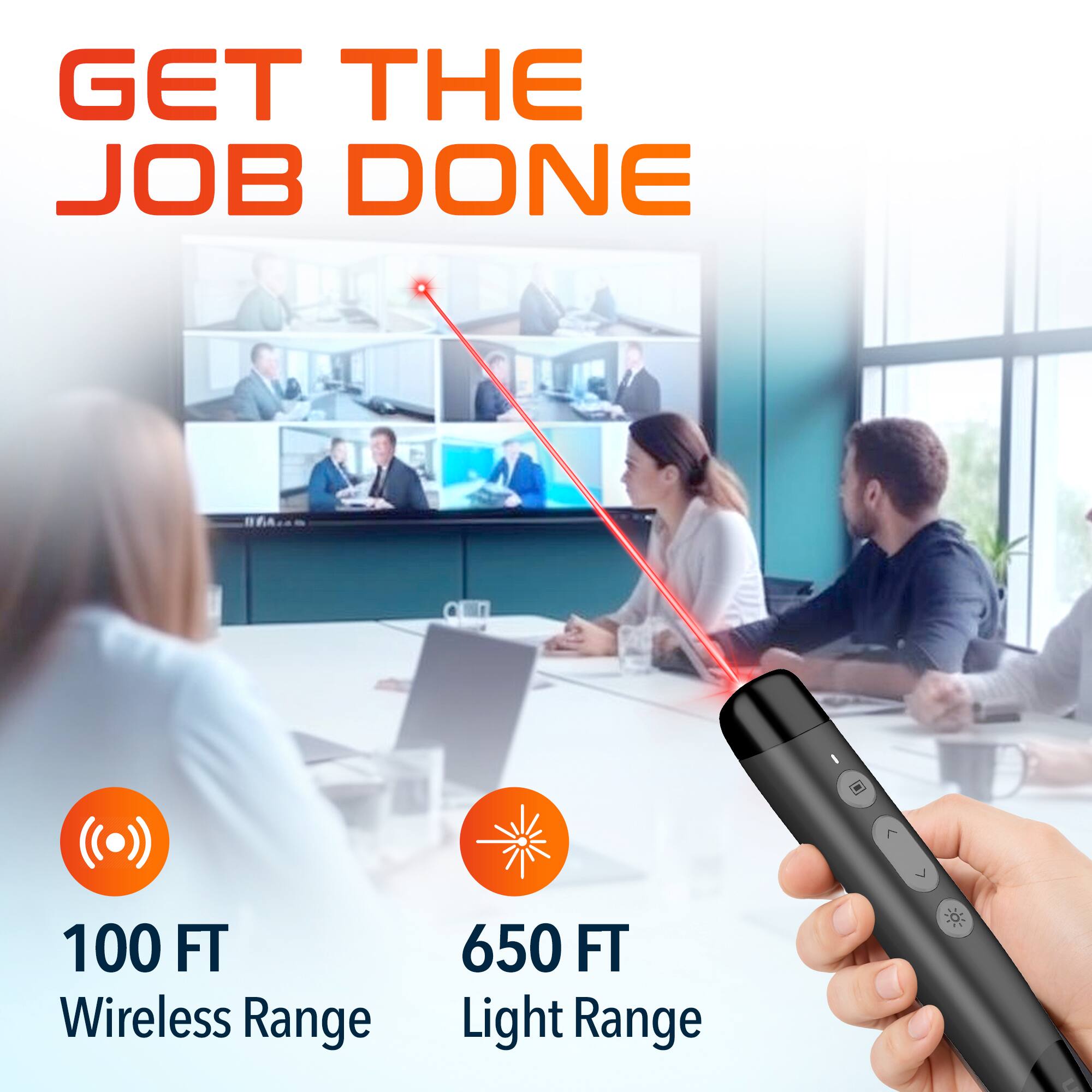 GET THE JOB DONE, 100 FT Wireless Range, 650 FT Light Range
