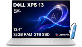 Dell - Upgraded - XPS 13 - Copilot+ PC - 13.4" WUXGA Laptop - Snapdragon X Elite X1E-80-100 2024 - 32GB RAM - 2TB Storage - Win11Pro - Platinum