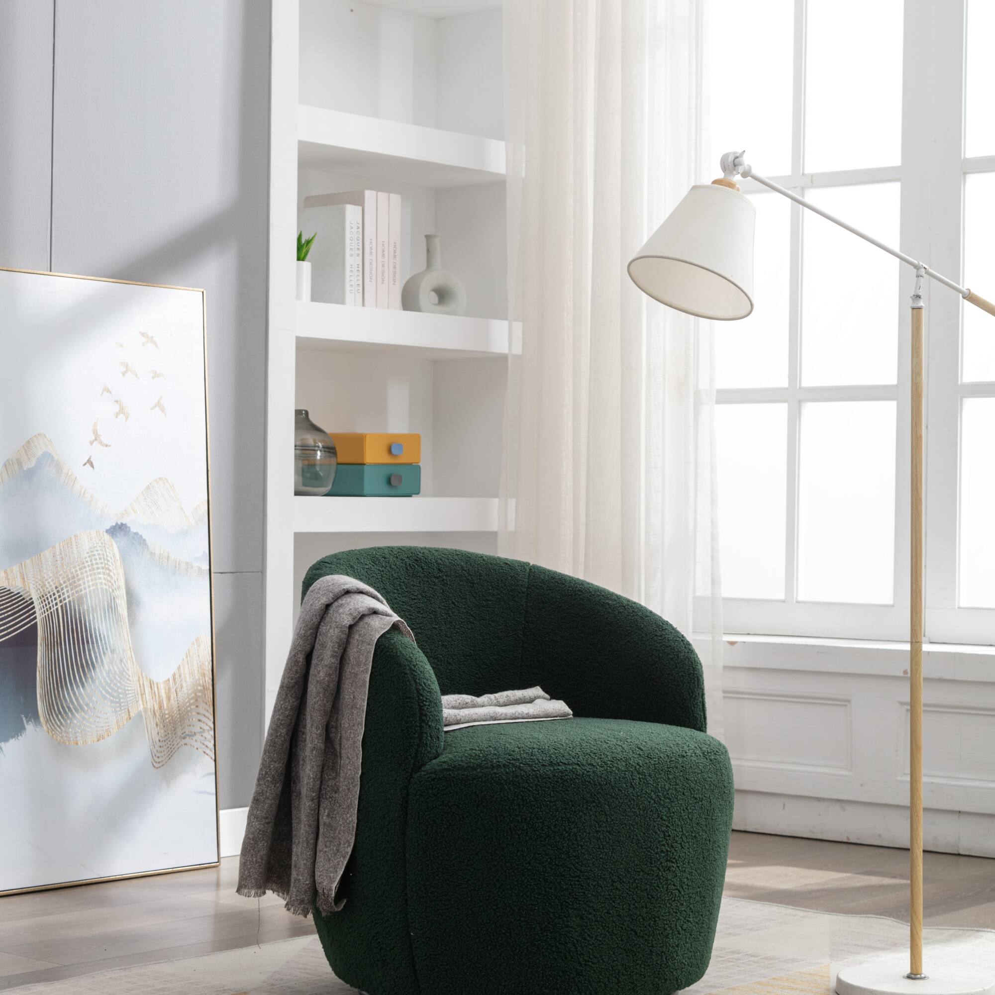 Alt View 9. GOODSILO - Plush Swivel Accent Armchair with Ergonomic Design and 360-Degree Rotation for Modern Interiors - Green.