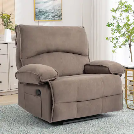 Front. APRILSOUL - Oversized Manual Recliner Chair Sofa for Living Room - Brown.