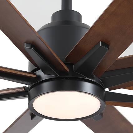 Front. Sofucor - Large 84'' Ceiling Fan with Lights Modern Industrial Ceiling Fan 8 Blades for Living Room Farmhouse Quiet Reversible DC - Black.