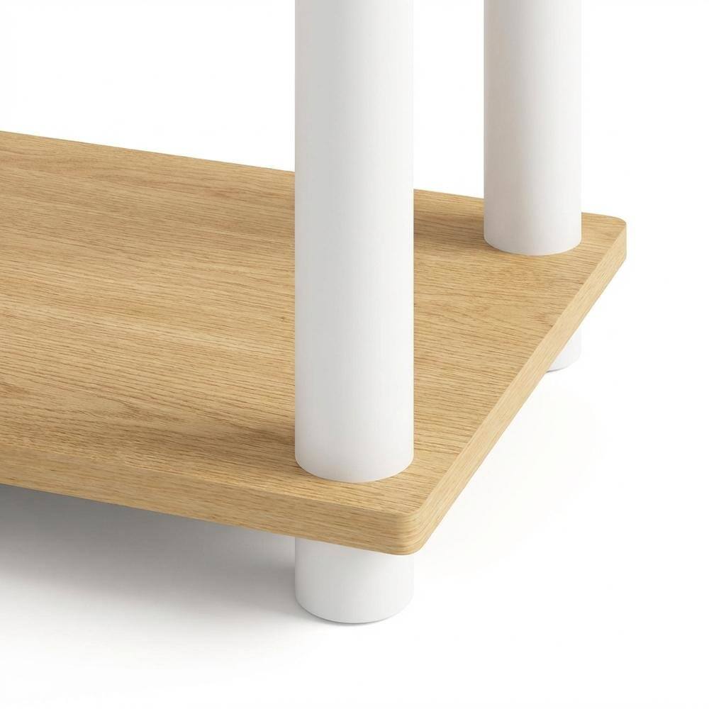 Alt View 2. FurniFact - Wood Bookcase with Open Shelves for Living Room Storage - Beech/White.