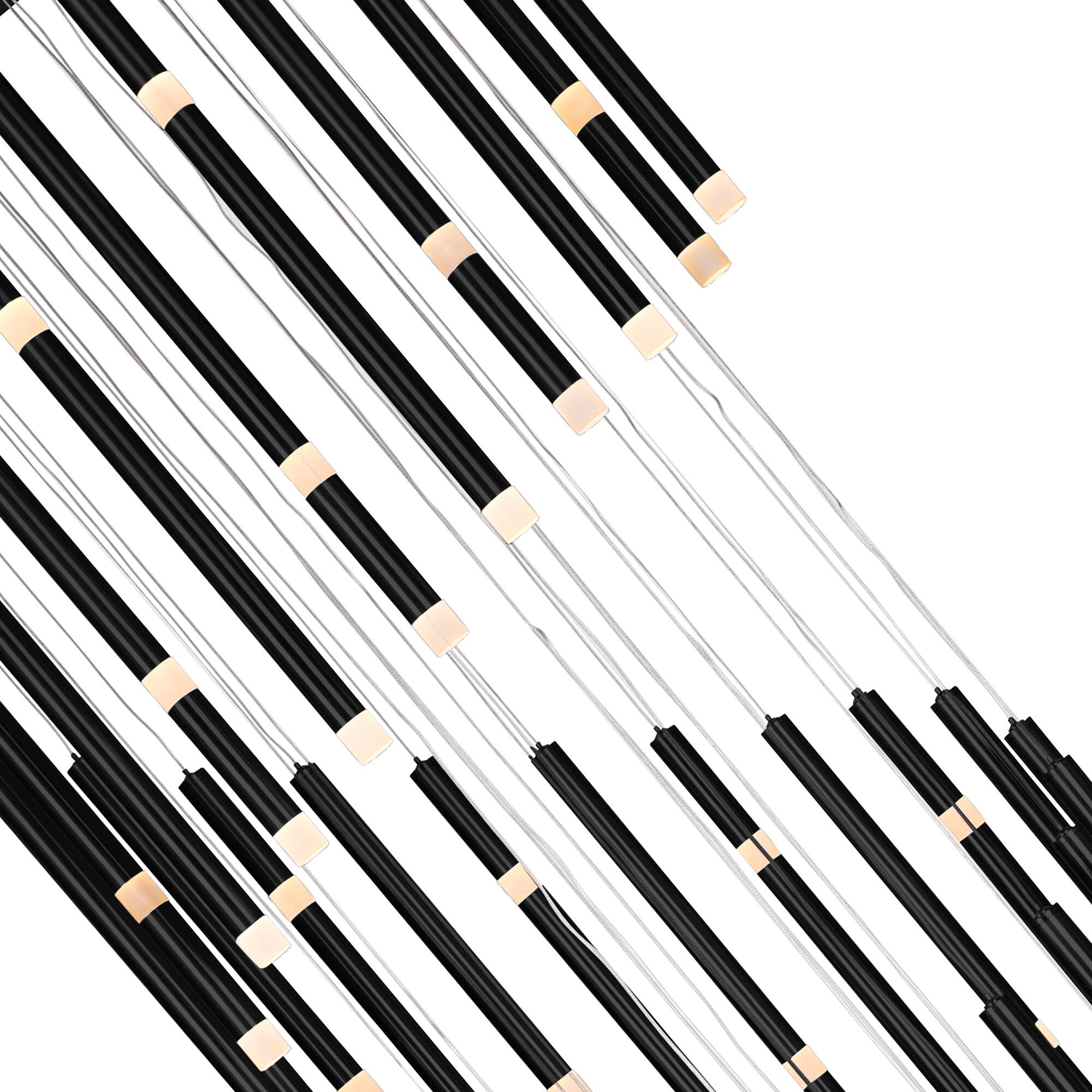 Angle. CWI Lighting - Flute 54 Light LED Chandelier With Black Finish - Black.