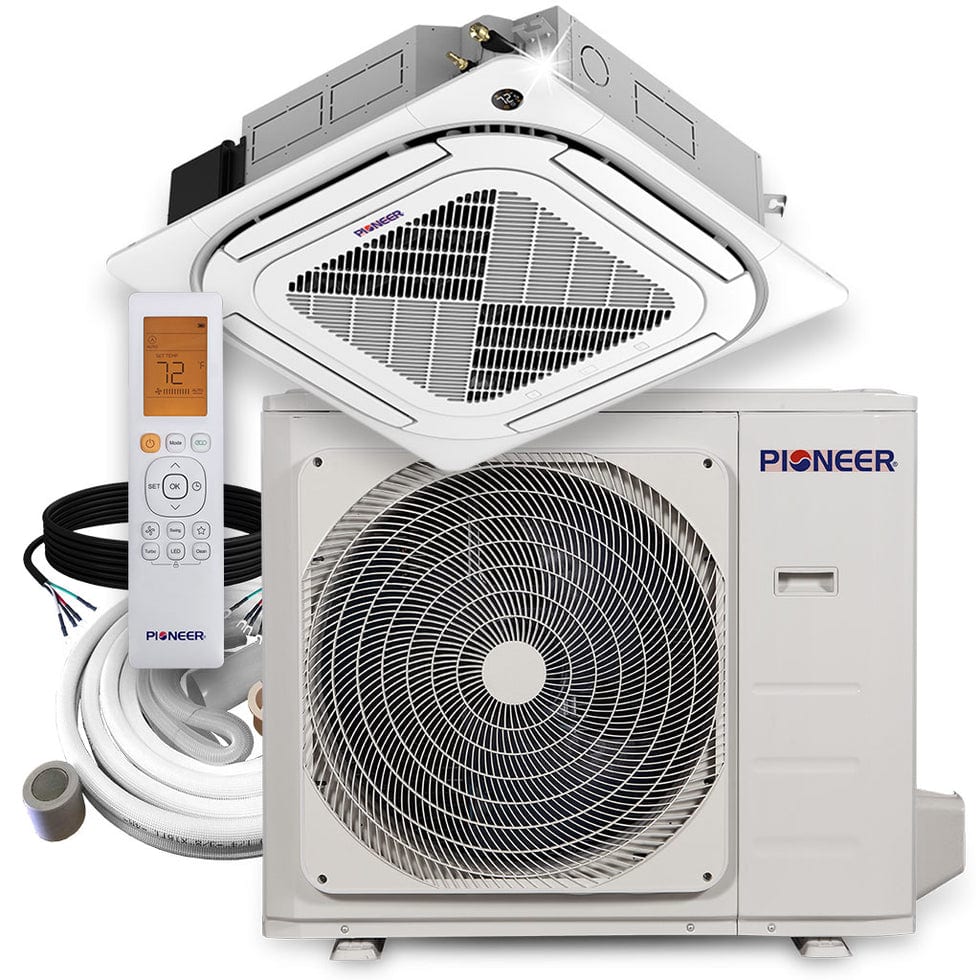 Pioneer - Quantum Ultra 36,000 BTU 3 Ton Mini Split 20 SEER 4-Way Ceiling Cassette Air Conditioner with Heat Pump 230-Volt - White