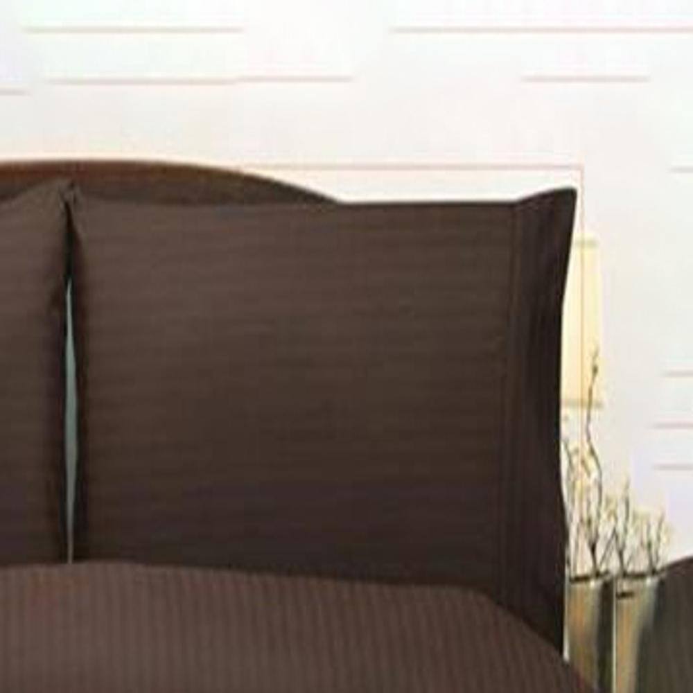 Alt View 1. Plazatex - Plazatex Embossed Dobby Stripe 90GSM Microfiber Sheet Set - Queen 60x80", Chocolate - Chocolate.