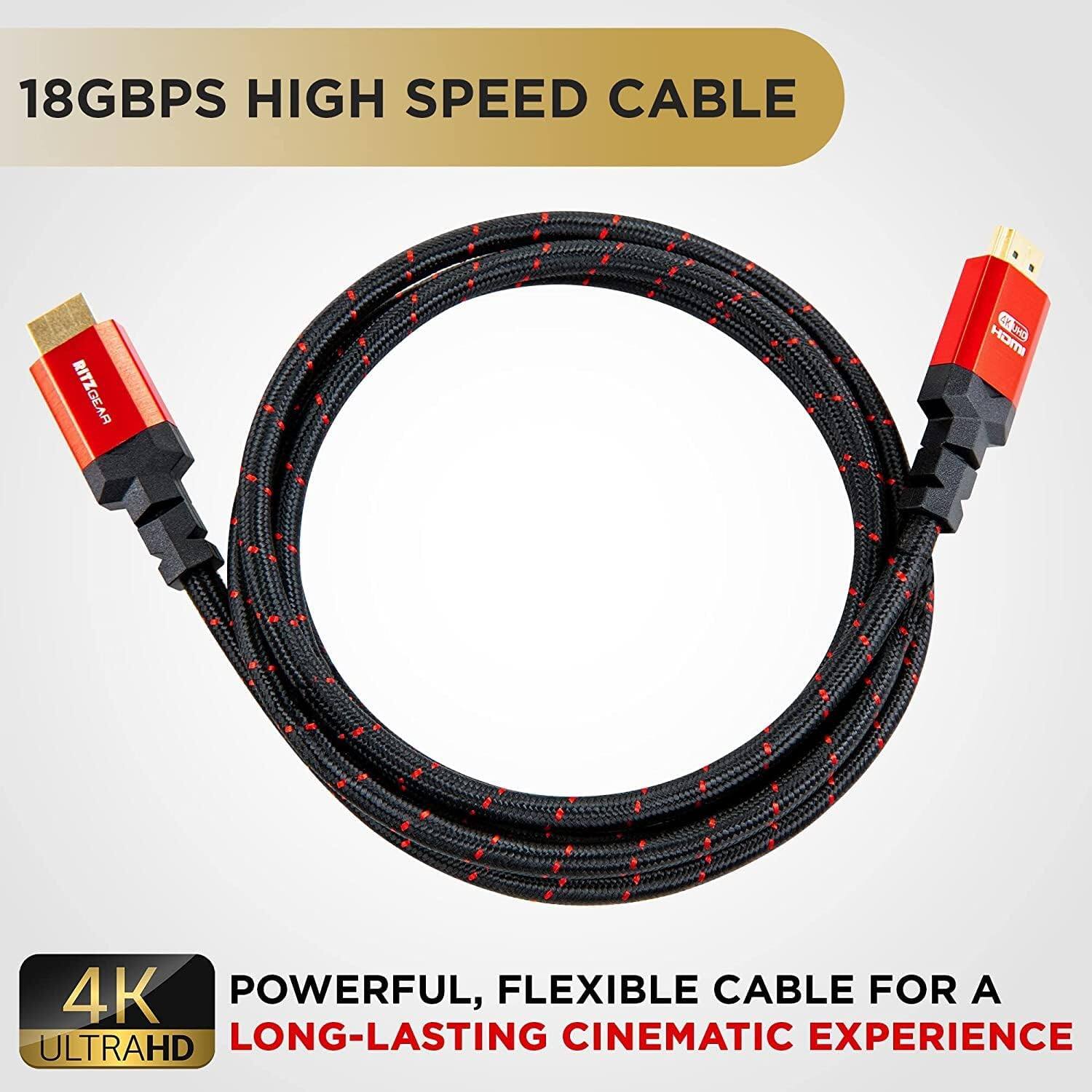 18GBPS HIGH SPEED CABLE, RITZGEAR HOMEPO 4K POWERFUL, FLEXIBLE CABLE FOR A ULTRAHD LONG-LASTING CINEMATIC EXPERIENCE