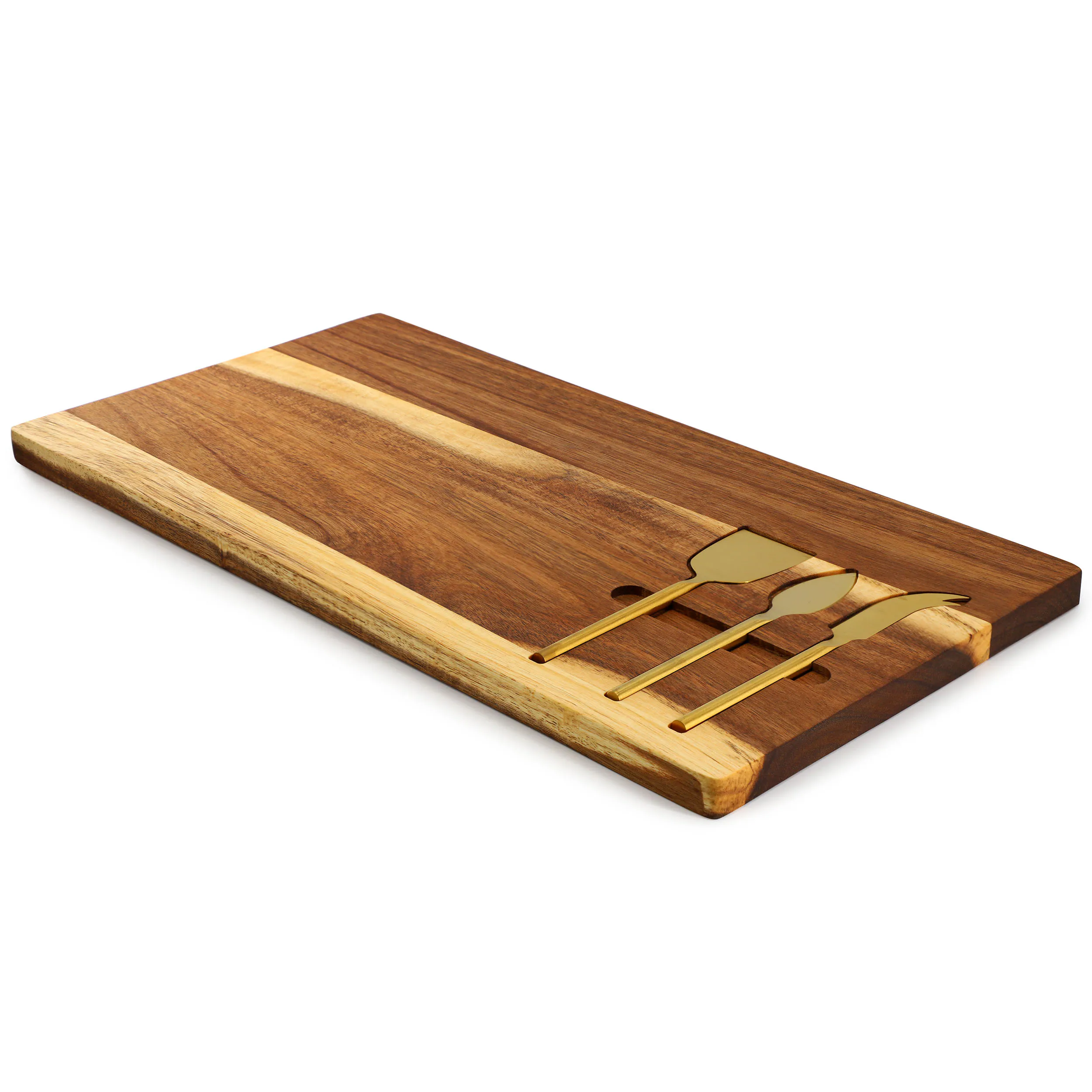 Alt View 2. MegaChef - MegaChef 21 x 11 Inch Acacia Wood Cheese Board with 3 Piece Knife  Set - Brown.