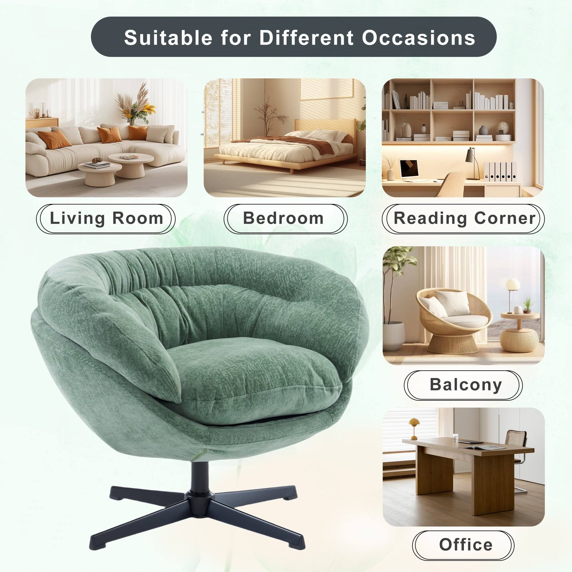 Suitable for Different Occasions

- Living Room
- Bedroom
- Reading Corner
- Balcony
- Office