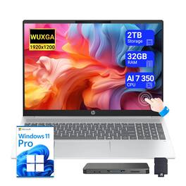 HP - OmniBook 5 16" WUXGA Touch Laptop,Ryzen AI 7 350,32GB RAM,1TB SSD+1TB Dock Set,Radeon 860M,Backlit,Win11 Pro - Silver