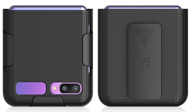 Alt View 2. Nakedcellphone - Slim Case and Belt Clip Holster Combo for Samsung Galaxy Z Flip 5G (1st and 2nd Gen) - Black.
