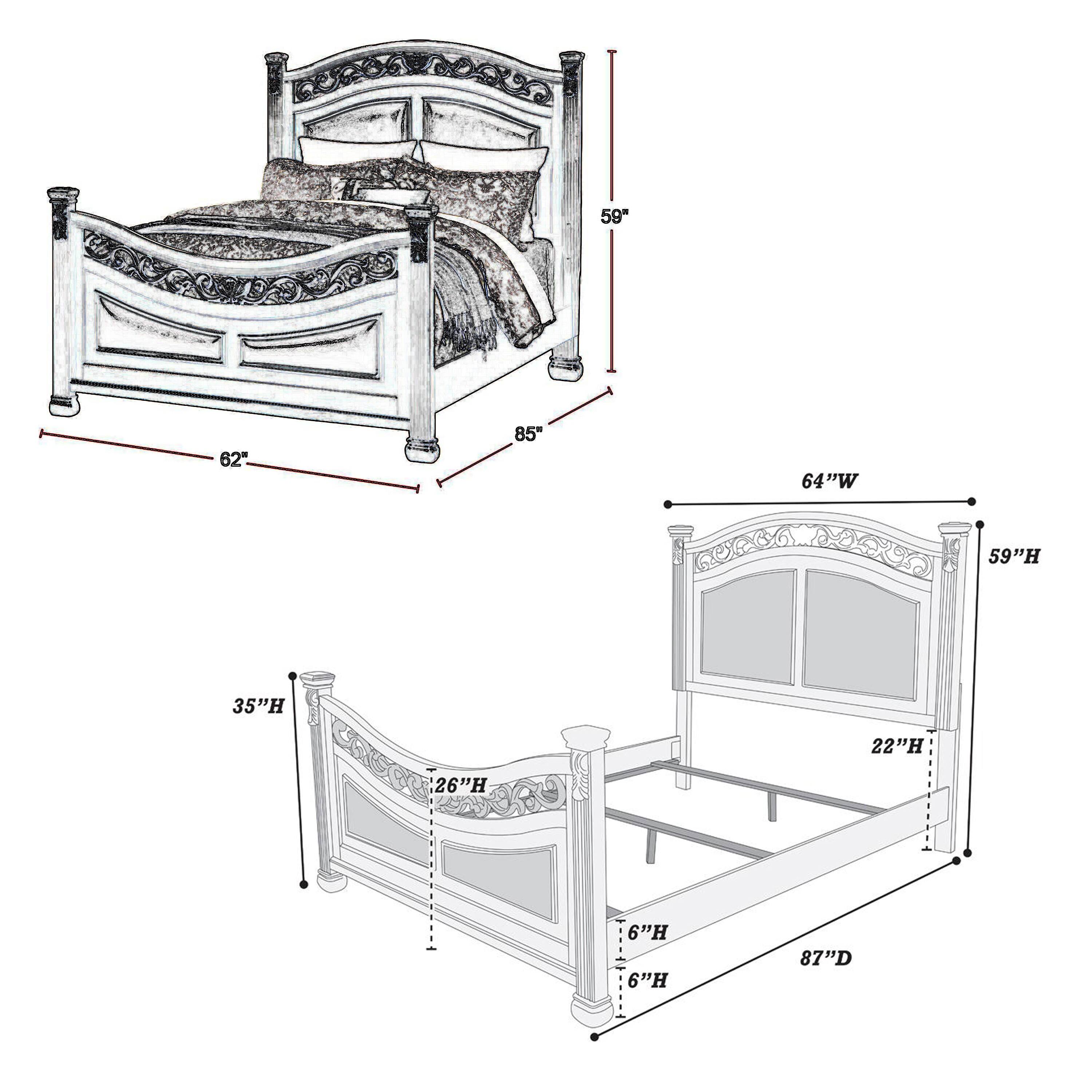 62"W 59"H 35"H 22"H 6"H 6"H 87"D  
85"W 59"H
