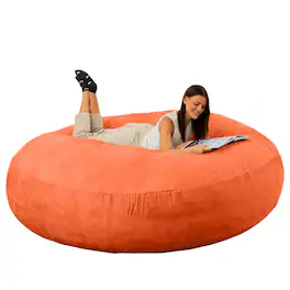 Jaxx - 6 Foot Cocoon - 2-in-1 Convertible Bean Bag Bed & Large Bean Bag Chair for Adults - Mandarin