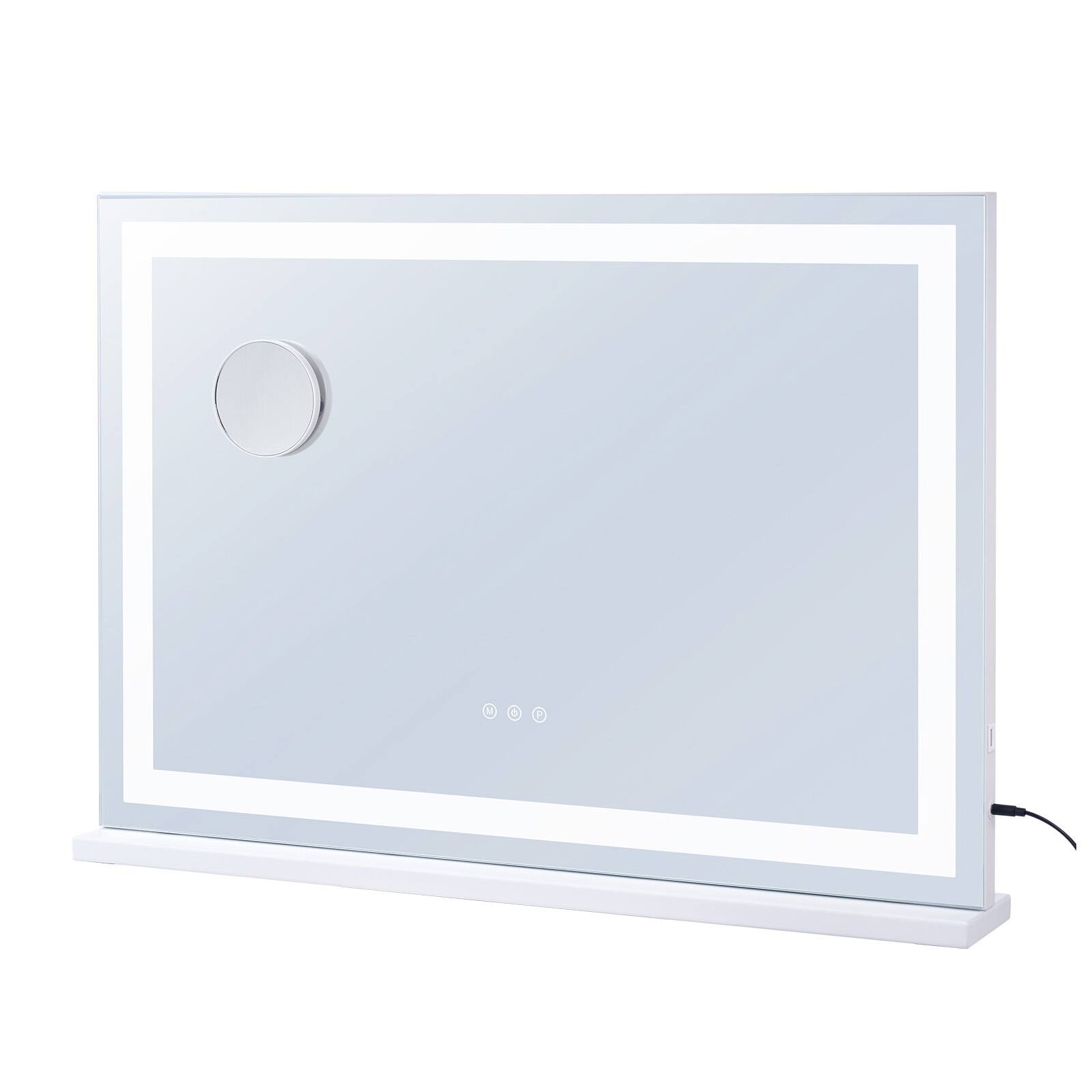 VEVOR - Large Vanity Mirror with Lights, Three Color Lighting Modes, Lighted Makeup LED Mirror,5X Magnification,USB Port - White