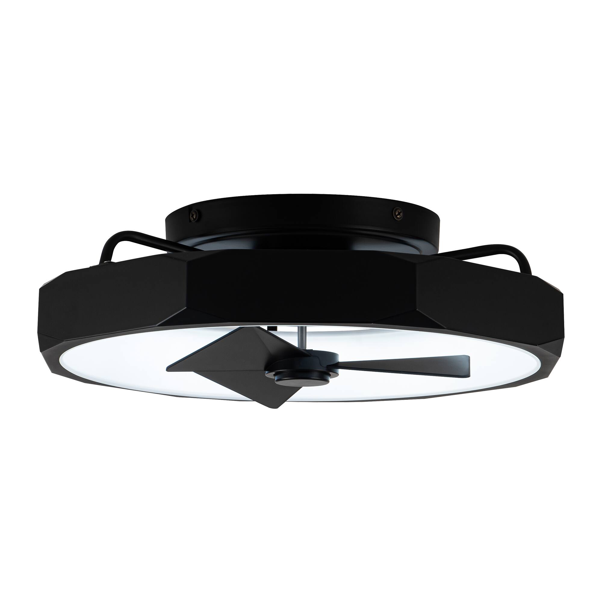Alt View 6. Parrot Uncle - 19" Black Modern 3 CCT LED Flush Mount Ceiling Fan with Remote Control - Black.