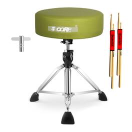 5 CORE - Drum Throne 4" Thick Padded Guitar Stool 441Lb Capacity 20-26” Adjustable Drummer Chair - Green