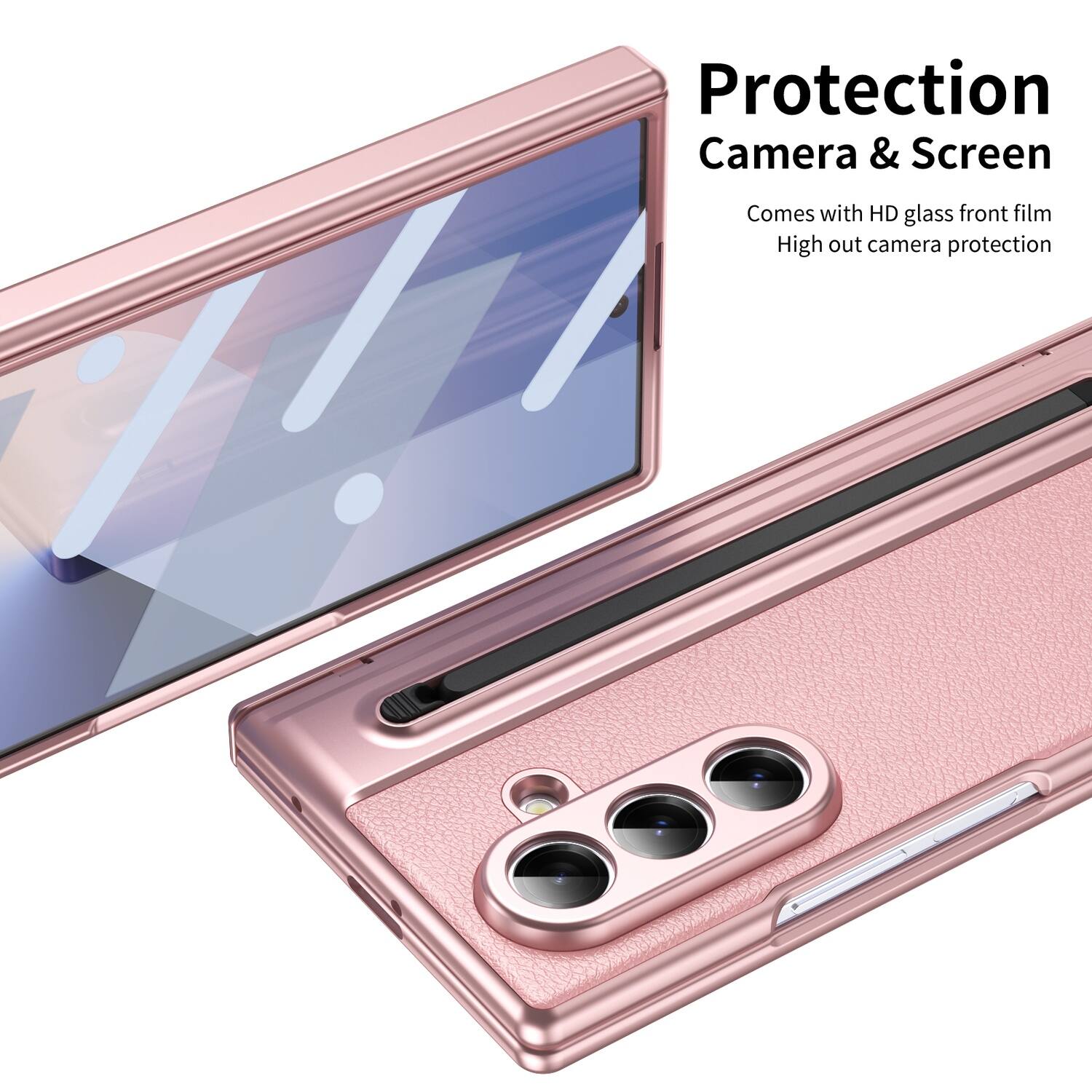 Protection Camera & Screen  
Comes with HD glass front film  
High out camera protection