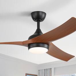 Sofucor - 52 Inch Ceiling Fan with Integrated LED Light and Remote Dimmable Quiet DC Motor Low Profile Indoor Bedroom Ceiling Fan - Black