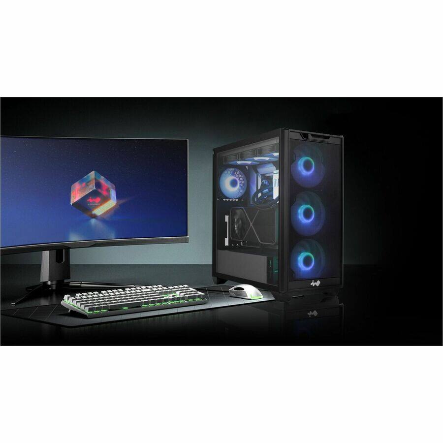 Alt View 2. In Win - In Win IW-CS-D5BLK-1AN120 Gaming Computer Case - Mid-tower - Black - SECC, Tempered Glass, Acrylonitrile Butadiene - Black.