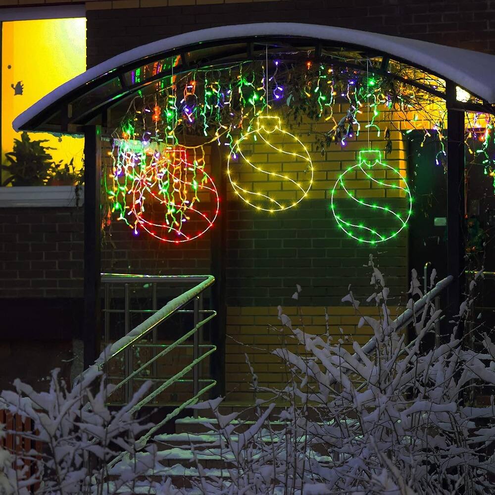 Alt View 2. RTMB - 3-Pack 11.8" LED Lighted Window Balls, 50 Bulbs, Red/Green/Gold Indoor Decor - multicolor.