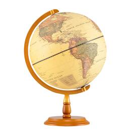 Gymax - 12'' Illuminated World Globe w/Raised Relief LED Lights & Time Zone Non-Slip Base - Bronze