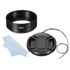 Front. Unique Bargains - 58mm Standard Focus Frosted Lens Hood with 62mm Cap/Cloth for Nikon/Fuji/Pentax/Leica - Black.