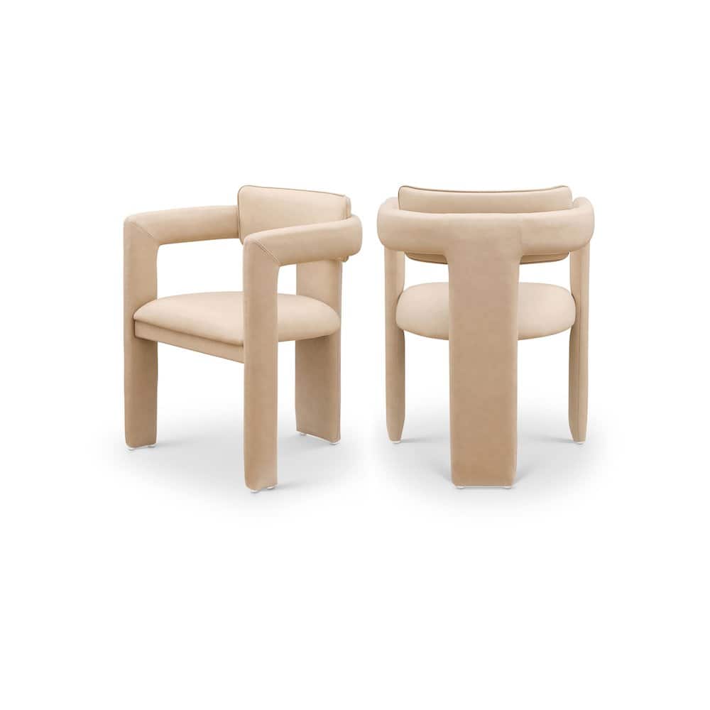 Meridian Furniture - Brenda Tan Vegan Leather Dining Chair, Set of 2 - Brown