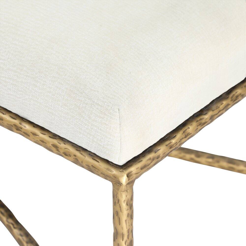 Alt View 4. Meridian Furniture - Valley Cream Chenille Fabric Bench - Beige.