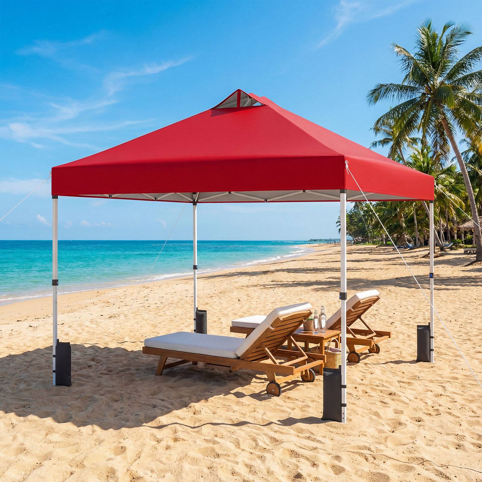 Alt View 1. Gymax - Gymax 10x10 FT Pop Up Canopy Tent 1-Person 1-Button Push Instant Setup w/ 4 Sandbags Red - Red.