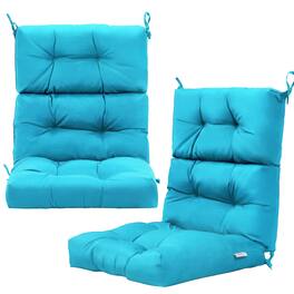 Costway - 2 PCS Outdoor Back Chair Cushion Tufted Pillow Patio Seating Pad - Turquoise