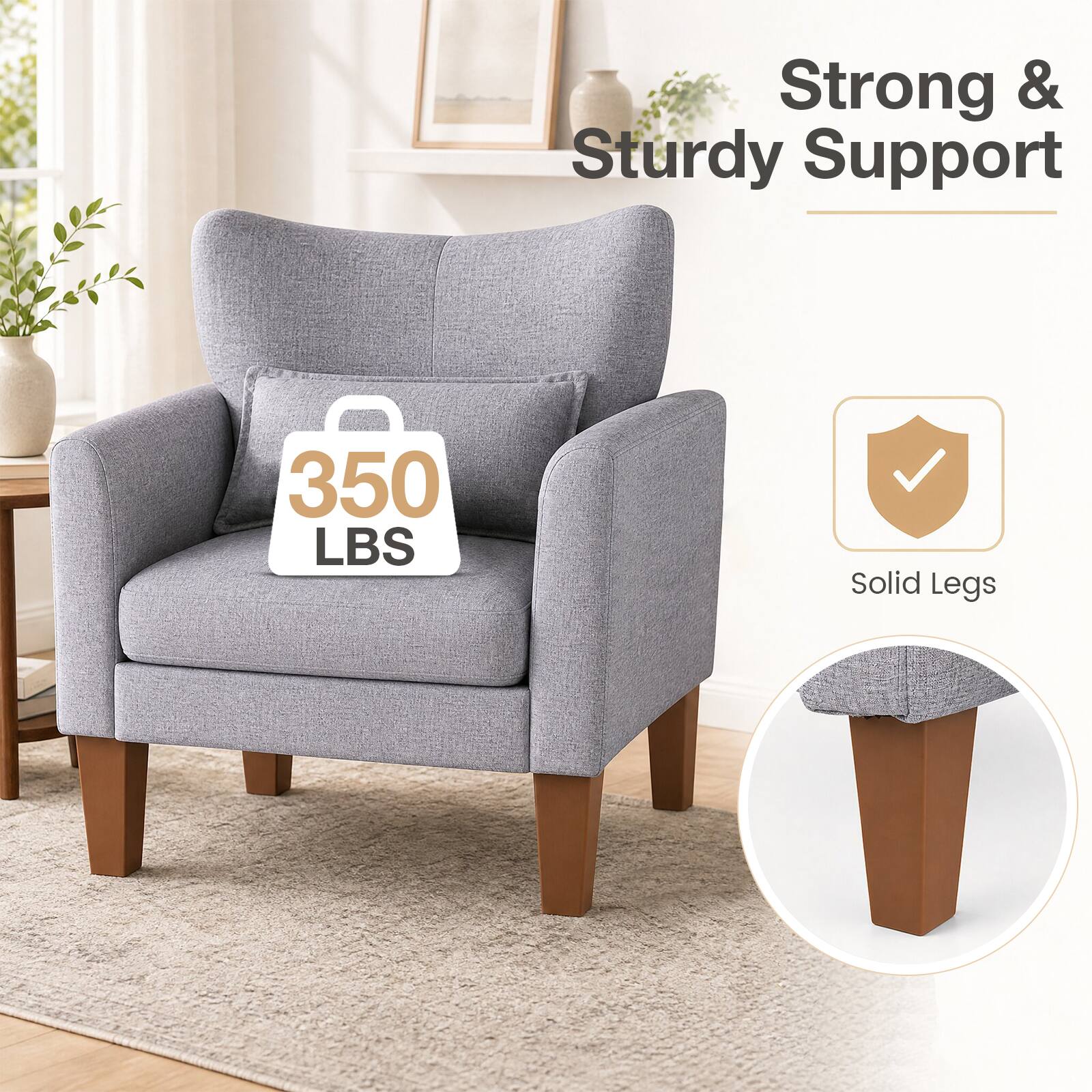 Strong & Sturdy Support  
350 LBS  
Solid Legs