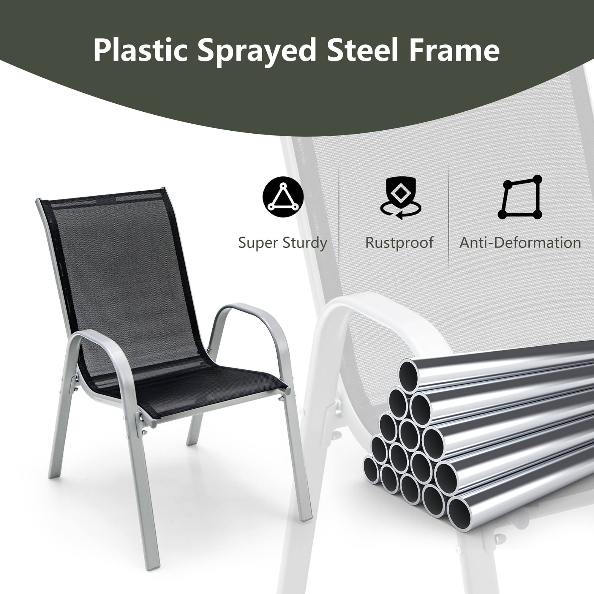 Plastic Sprayed Steel Frame

Super Sturdy  
Rustproof  
Anti-Deformation