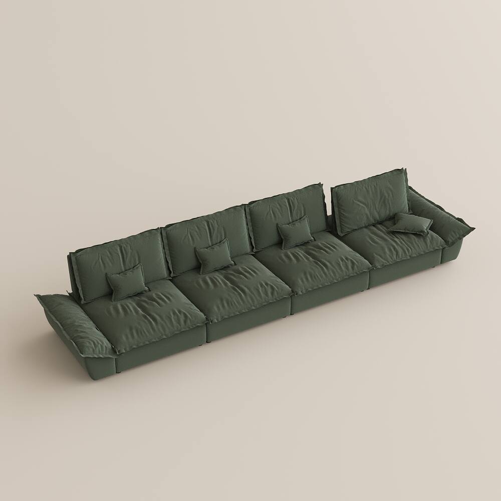 Alt View 10. POVISON - 182.67" Modern Deep Sofa with Adjustable Backrest - Green Suede Fabric.