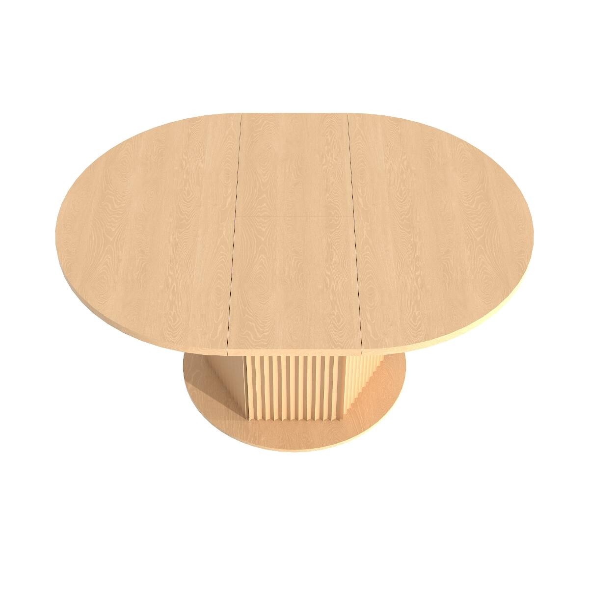 Alt View 8. Loheer - Loheer Extendable Round Dining Table for Six, Light Brown Wood Table with Textured Base - Light Brown.
