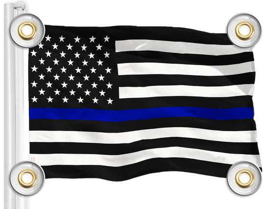 Front. G128 - Police Thin Line Flag — 3x5 ft 150D Polyester with Brass Grommets - Assorted Colors.
