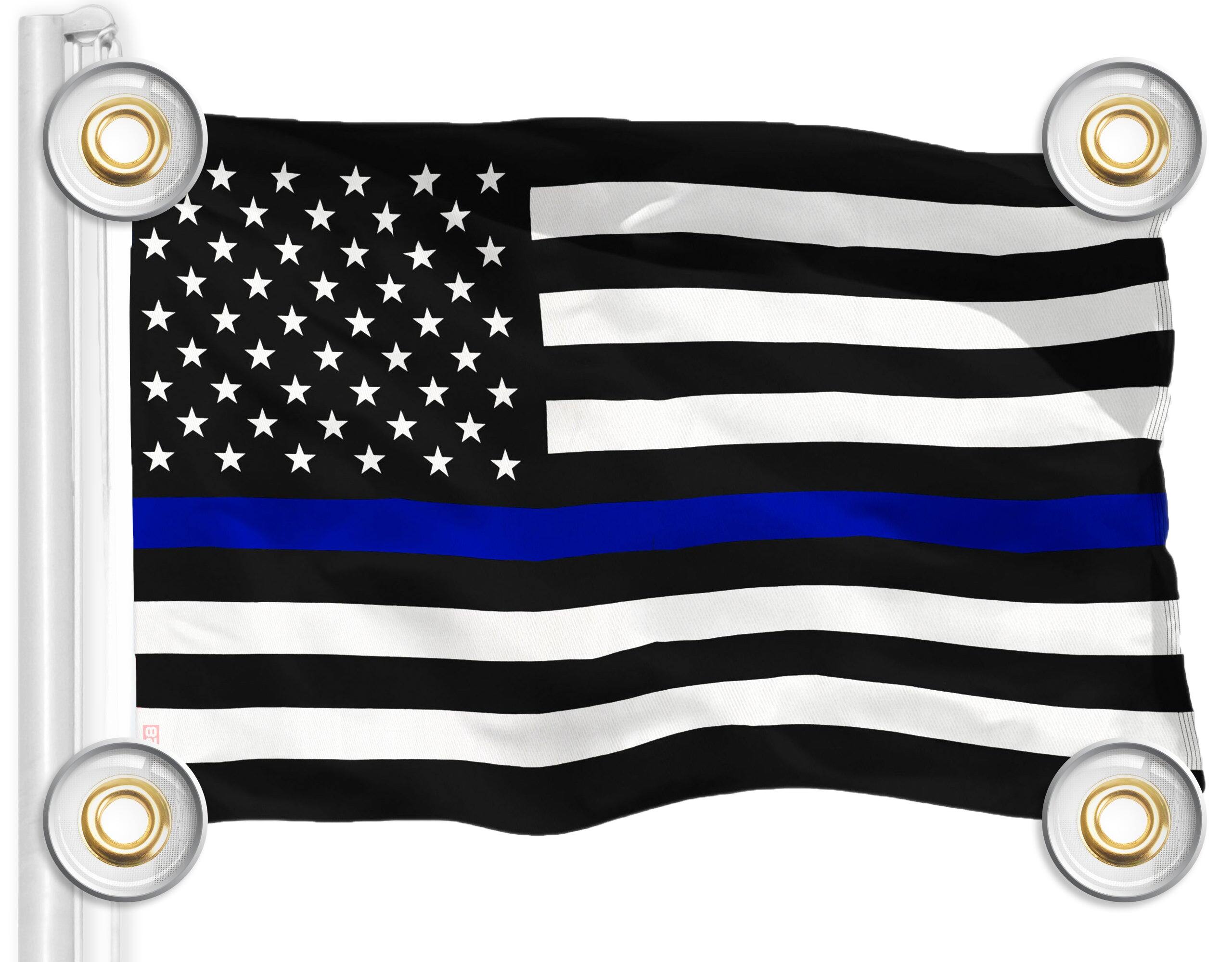 Front. G128 - Police Thin Line Flag — 3x5 ft 150D Polyester with Brass Grommets - Assorted Colors.