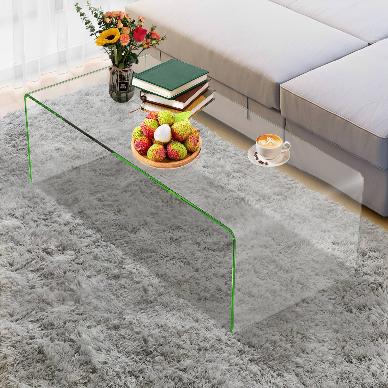 Alt View 1. Costway - Costway Tempered Glass Coffee Table Accent Cocktail Side Table Living Room Furniture - Clear.