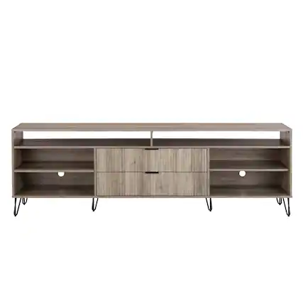 Front. Manhattan Comfort - Dumbo Modern 85" Fluted TV Stand in Golden Brown - Golden Brown.