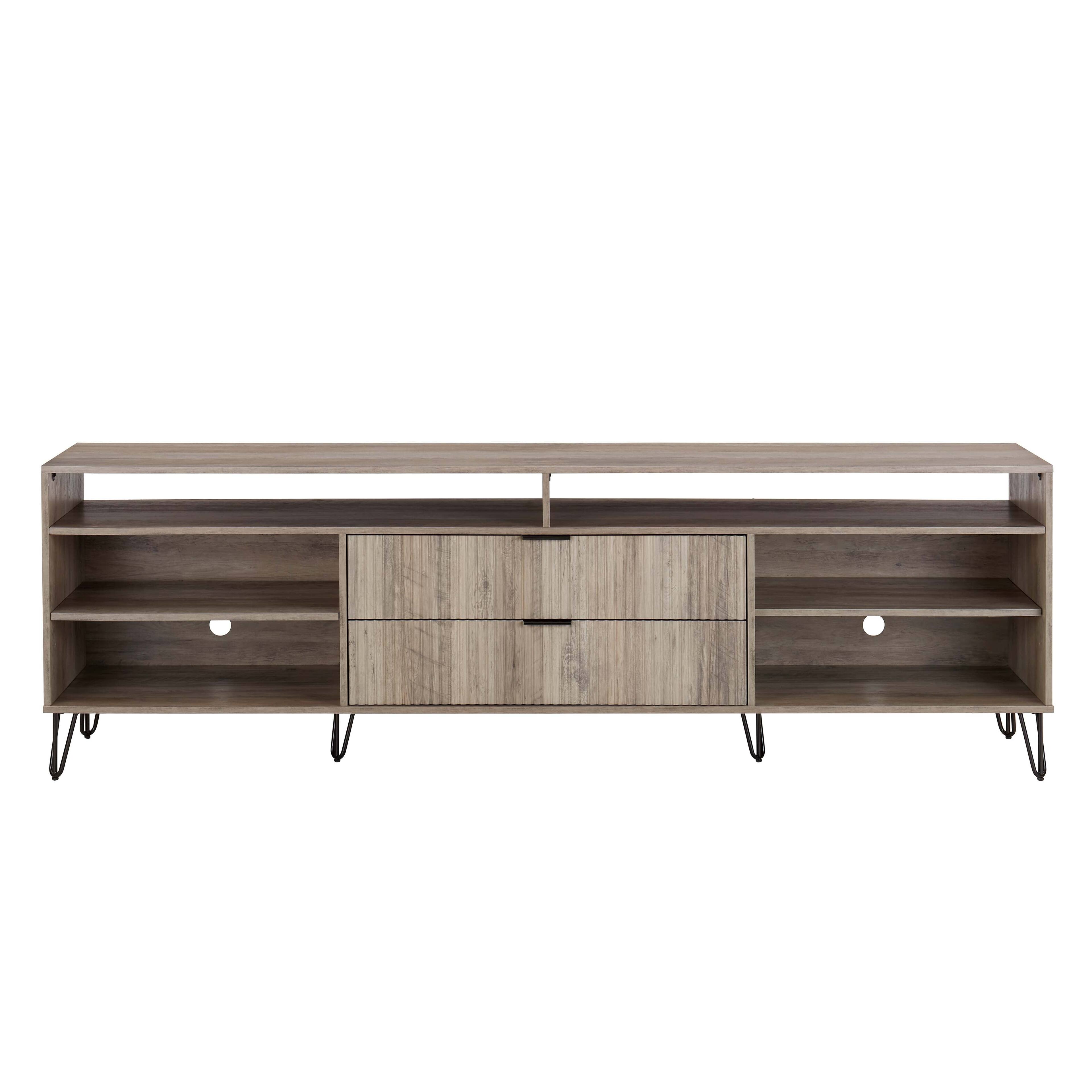 Front. Manhattan Comfort - Dumbo Modern 85" Fluted TV Stand in Golden Brown - Golden Brown.