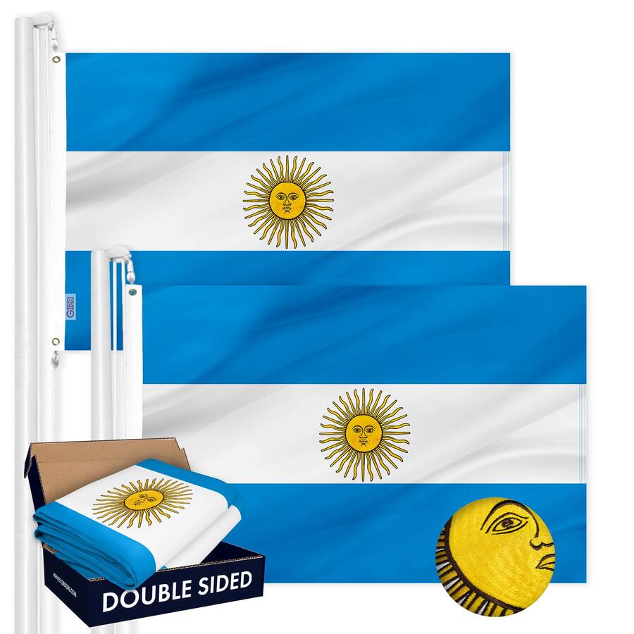 G128 Argentina Flag 3x5 Ft Double Sided Embroidered Polyester 2 Pack g128-argentina-flag-3x5-ft-double-sided-embroidered-polyester-2-pack