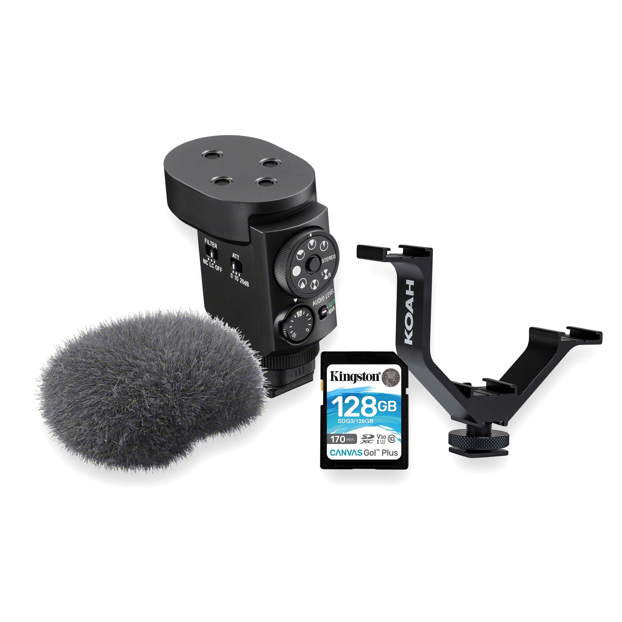 Sony - Digital Shotgun Microphone ECM-M1 with Triple Shoe Bracket and 128GB SD Card bundle - ECMM1-KT1