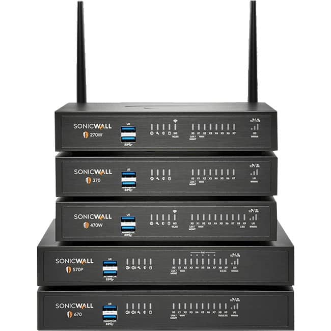 SonicWall - TZ370 Network Security/Firewall Appliance - Intrusion Prevention - 8 Port - 1000Base-T - Gigabit Ethernet - 3 - Black