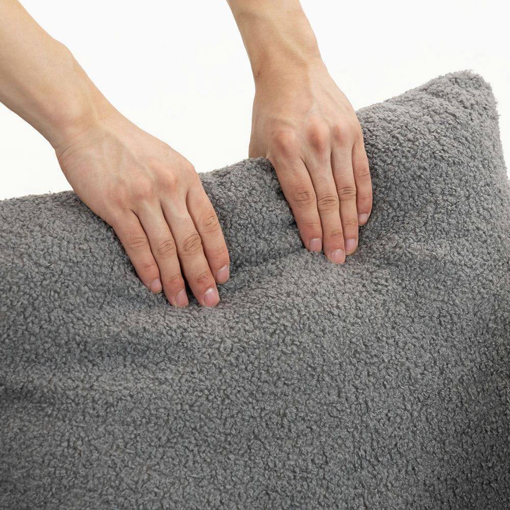 Alt View 4. Resenkos - Full Foam Compression Modular Sofa with 5 Throw Pillows, Flannelette Fabric, L-Shaped, Ideal for Small Space - Gray.