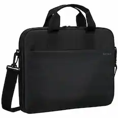 Front. Targus - Targus 14" Intellect Slim Brief with ID Window - Water Resistant - Fabric Body - Shoulder Strap, Handle - Black.