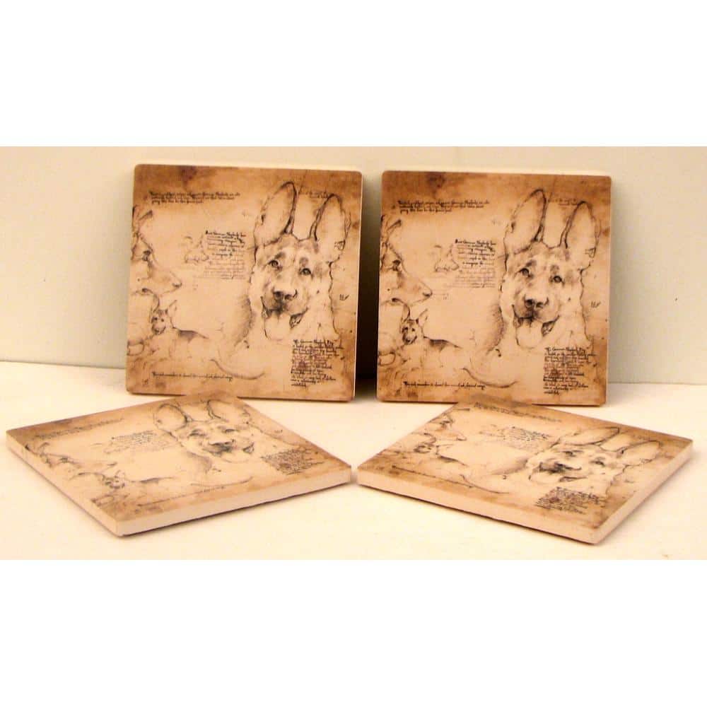 BreeBe - German Shepard Coasters Set of 4 - Multicolor