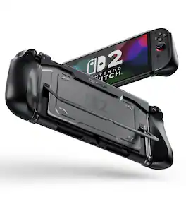 Dexnor - Case for Nintendo Switch 2 2025, Ultra-light Shockproof Dockable Cover with Non-slip Ergonomic Grip & Supports Stand Use - Black