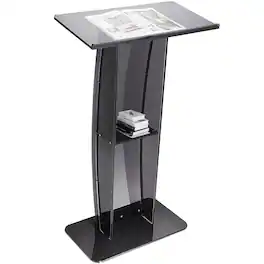VEVOR - Acrylic Podium, 47" Acrylic Podium Stand with Wide Reading Surface & Storage Shelf - Black